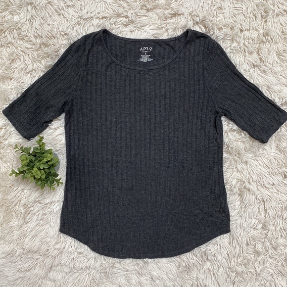 Apt. 9 Ribbed SS Top 💗 Gray - Picture 5 of 12